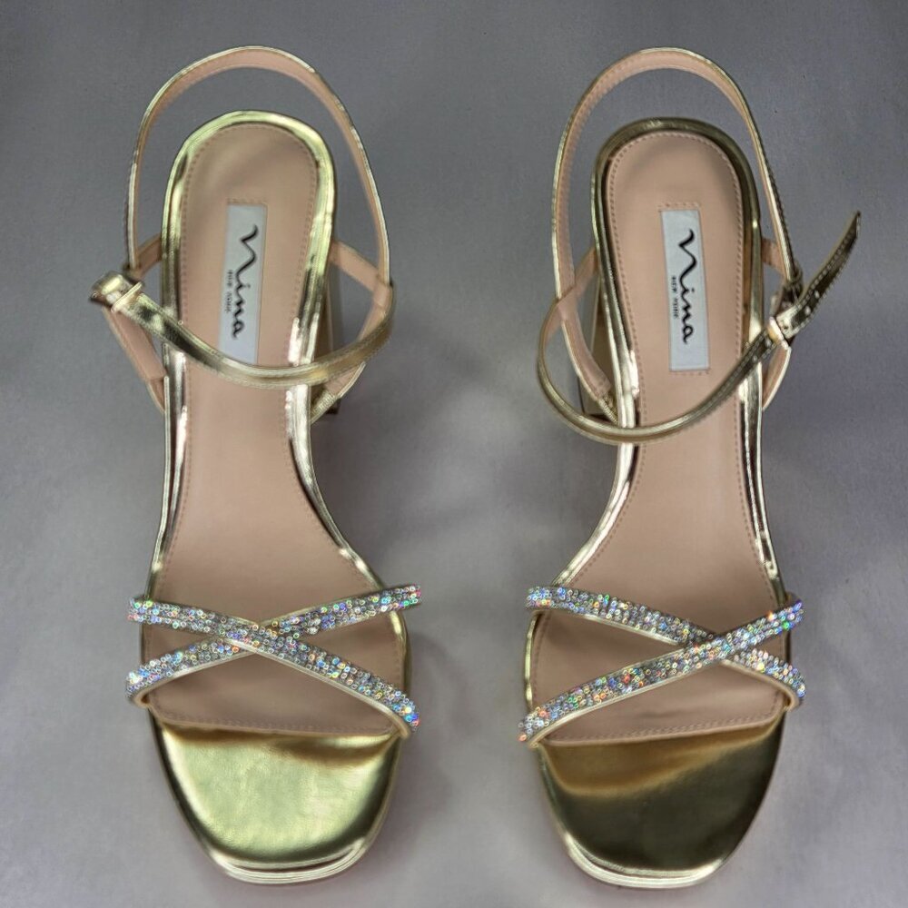 Nina Women's Steven Rhinestones Block Heel Platform Sandals - Picture 2 of 10